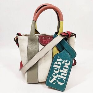 See by Chloe Crossbody Mini Tote White Canvas